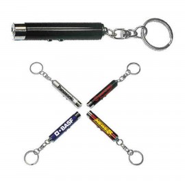 Black 2-In-1 Laser Pointer LED Flashlight Key Chain with Logo  Black 2-In-1 Laser Pointer LED Flashlight Key Chain with Logo
