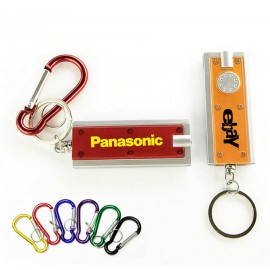 Slim Rectangular Flash Light w/Swivel Key Chain & Carabiner with Logo