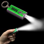 Pad Printed Silver & Green Rectangle Flash Light Keychain with Logo