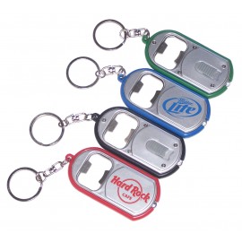 Ultra Thin Flashlight w/Metal Bottle Opener & Deluxe Swivel Split Key Ring with Logo