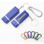 Square Shape LED Flashlight with Split Key Ring and Carabiner with Logo