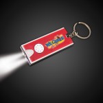 Digi-Print Silver & Red Rectangle Flash Light Keychain with Logo
