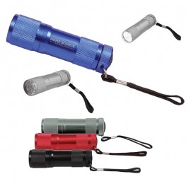 Compact 9-Light Metal Flashlight with Logo