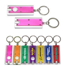 Personalized Slim Rectangular Flashlight with Swivel Key Chain (Translucent Pink)