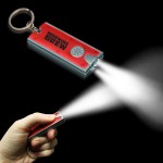 Customized Pad Printed Silver & Red Rectangle Flash Light Keychain