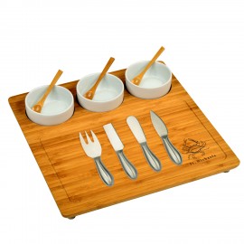 Bamboo Charcuterie Board With Serving Bowls with Logo
