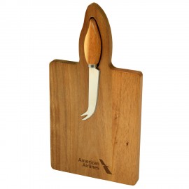 Acacia Trent Bar Board With Knife with Logo  Acacia Trent Bar Board With Knife with Logo