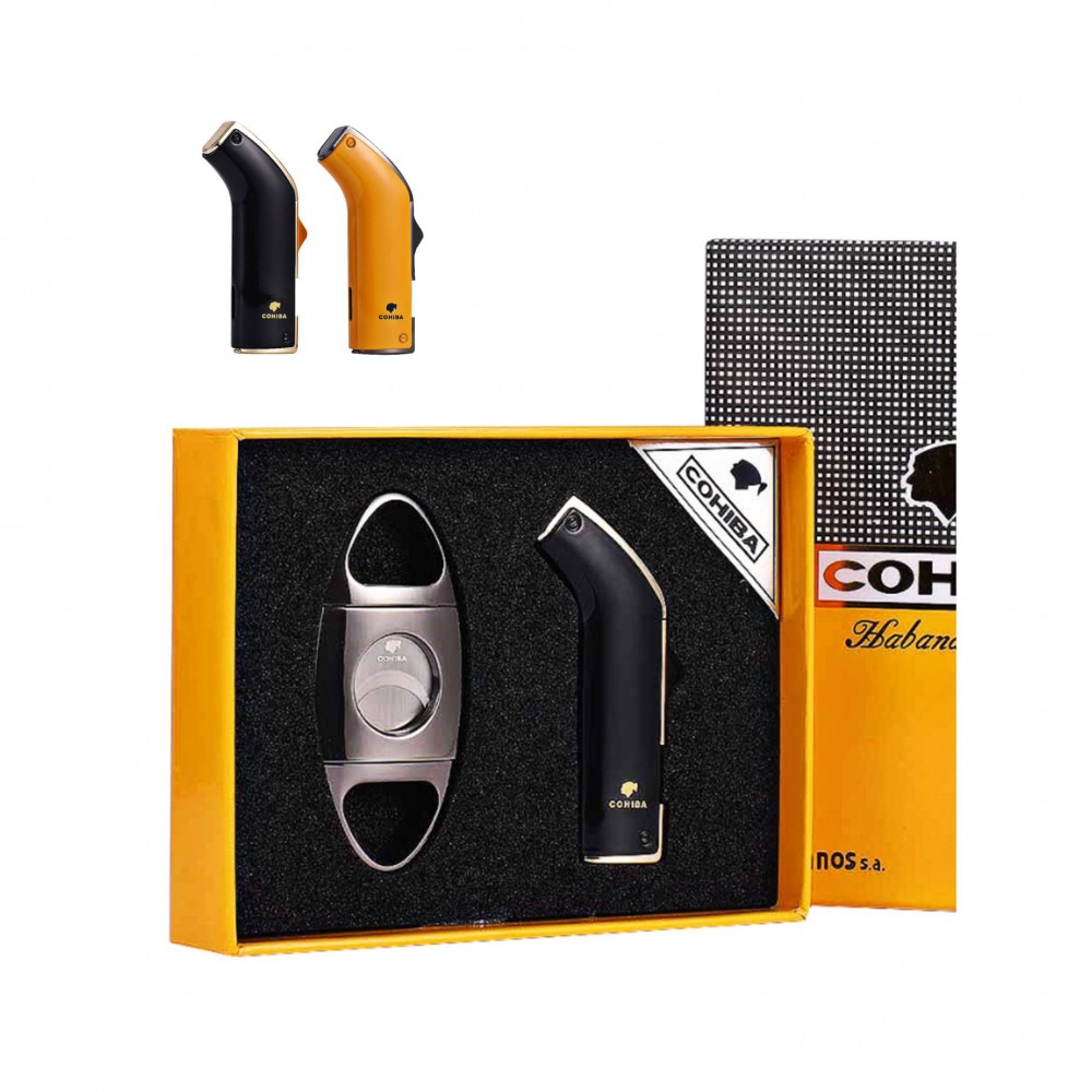 Straight Fire Lighter And Cigar Cutter Set Logo Branded Straight Fire Lighter And Cigar Cutter Set Logo Branded