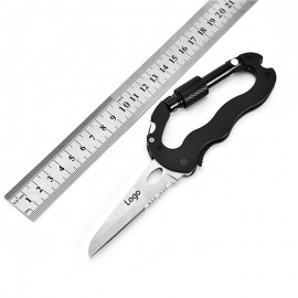 Logo Branded 2 in 1 Carabiner and Stainless Steel Folding Pocket Knife