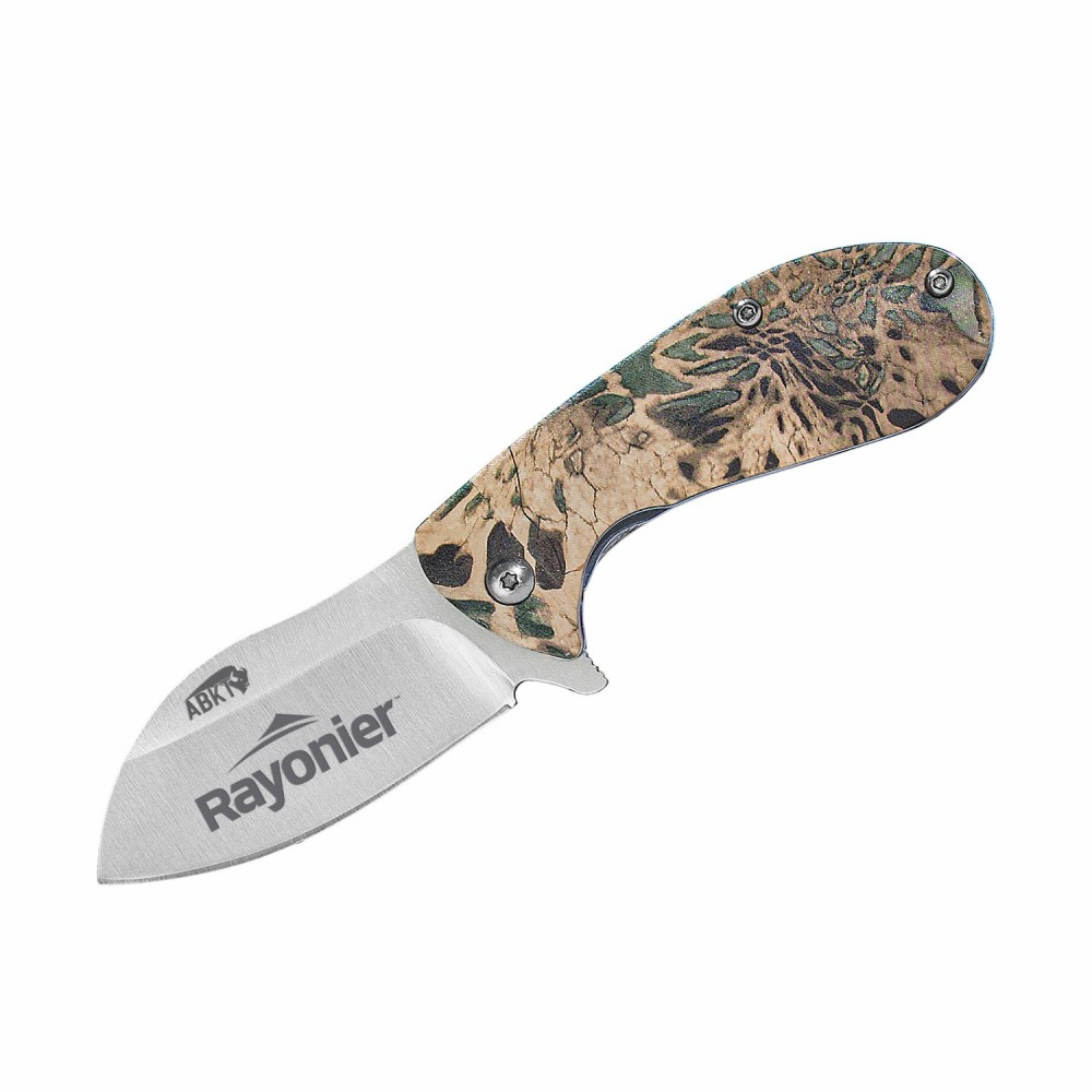 American Buffalo Elite Folding BB Grunt Knife - Camo with Logo