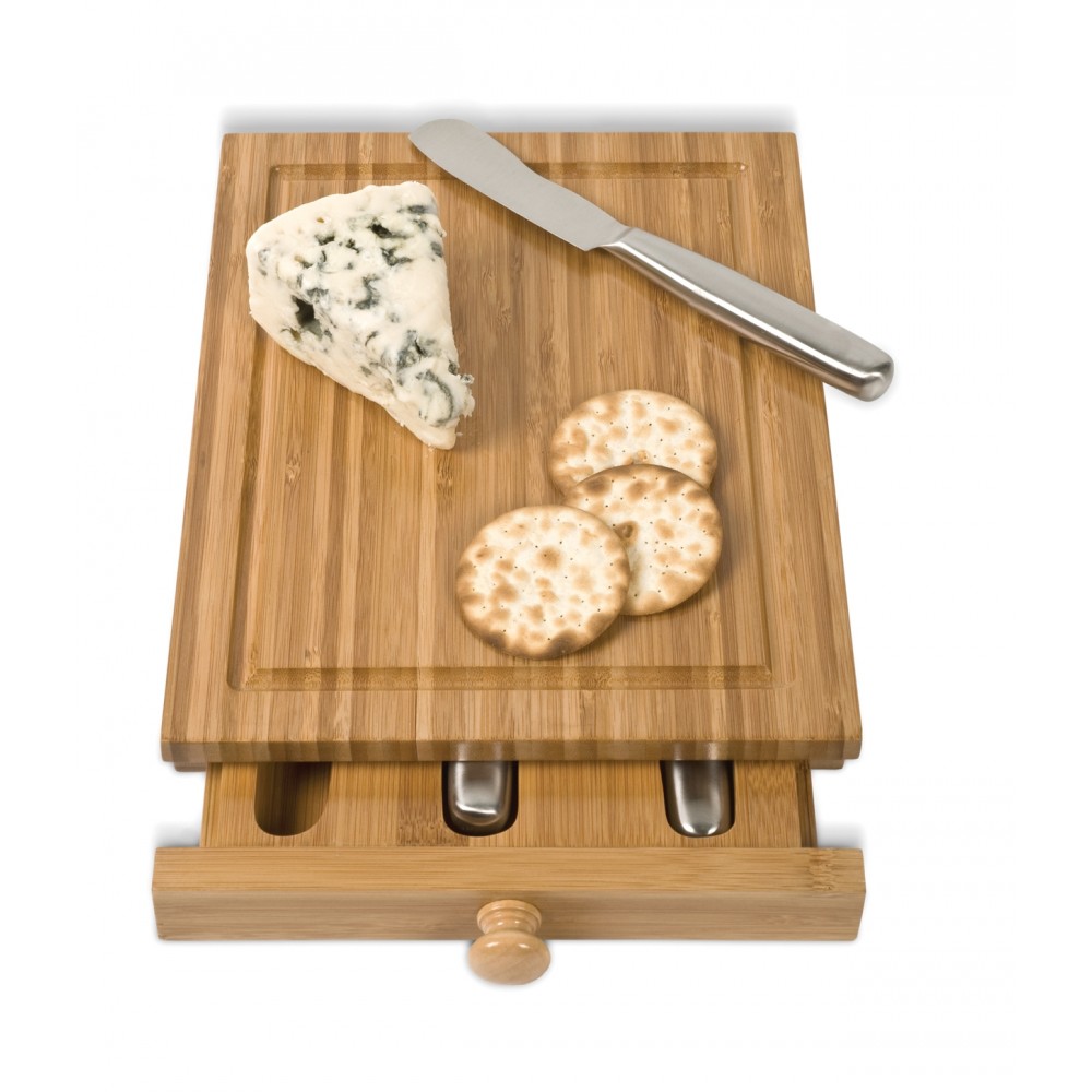 Logo Branded Bamboo Cheese Tools Case w/Cutting Board (3 Tools) Logo Branded Bamboo Cheese Tools Case w/Cutting Board (3 Tools)