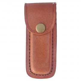 Leather Sheath with Snap Closure for Folding Knife up to 4" with Logo