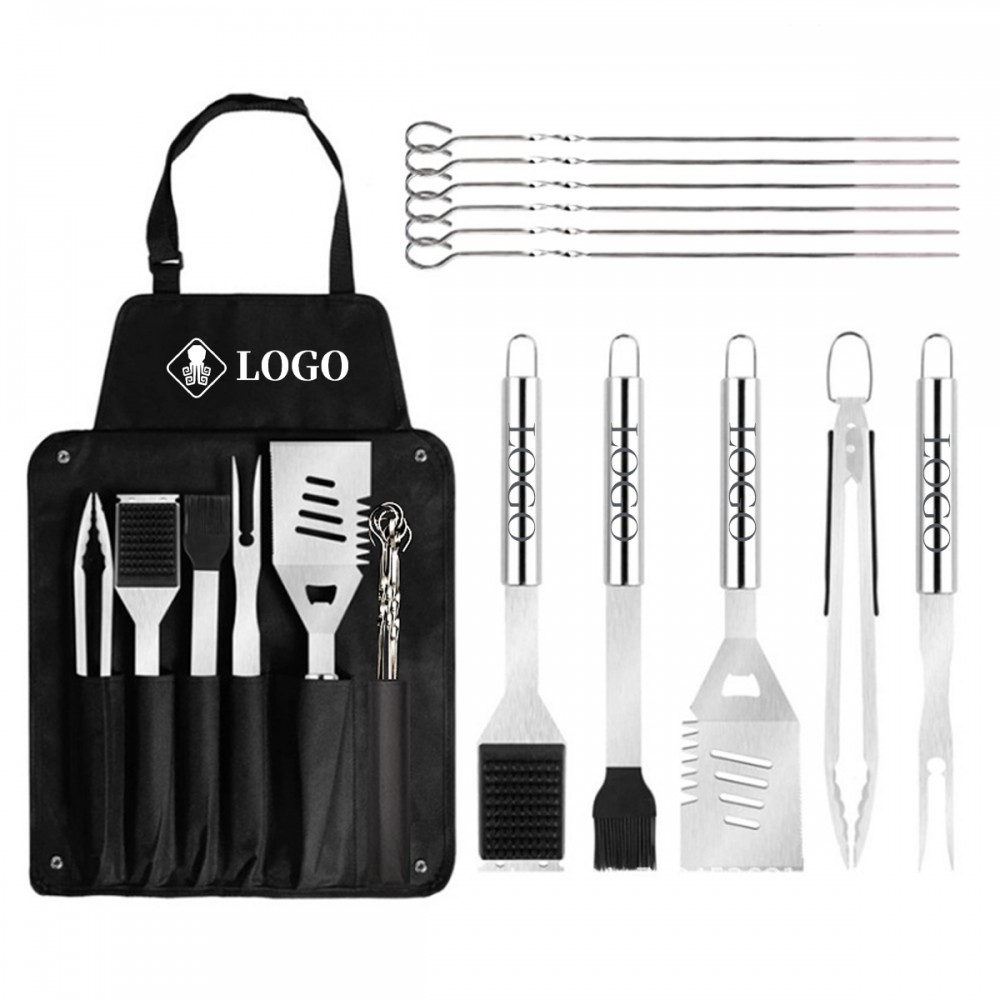 12-Piece Stainless Steel BBQ Tool Set with Logo