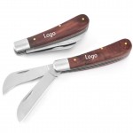 Personalized Double Blade Stainless Steel Folding Pocket Knife with Wooden Handle