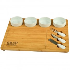 Logo Branded 8 Piece Large Bamboo Cheese Board Set