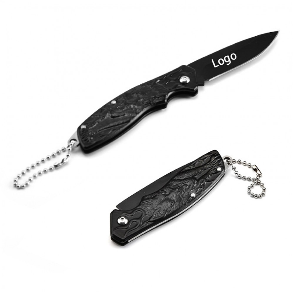 Stainless Steel Folding Pocket Knife with Key Chain with Logo