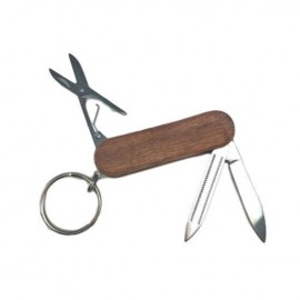 Wooden 3 Function Pocket Knife With Key Ring with Logo