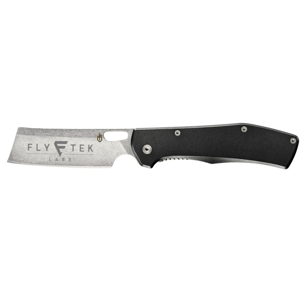 Gerber Flatiron Folding Cleaver Knife Gray Handle with Logo