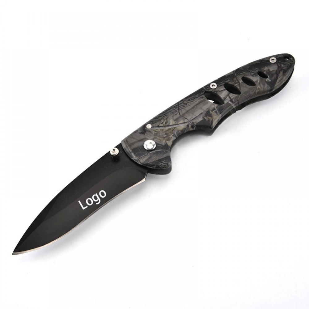 Logo Branded Camouflage Stainless Steel Folding Pocket Knife