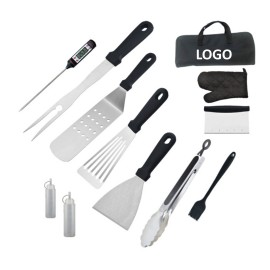 Stainless Steel BBQ Tools Set 12pc with Logo  Stainless Steel BBQ Tools Set 12pc with Logo