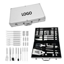 26-Piece BBQ Stainless Steel Tools with Logo  26-Piece BBQ Stainless Steel Tools with Logo