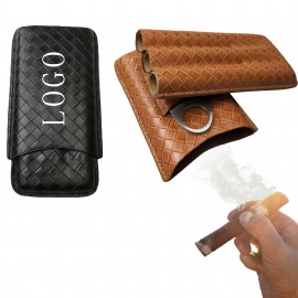 Simple Premium Leather Cigar Case w/Cutter with Logo