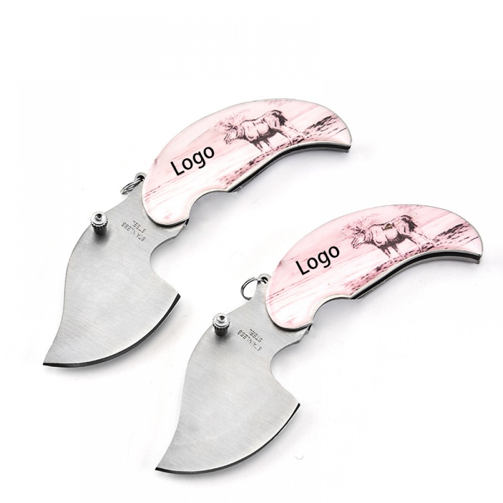 Leaf Shape Stainless Steel Folding Pocket Knife with Logo