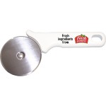 Logo Branded White Handle Pizza Cutter