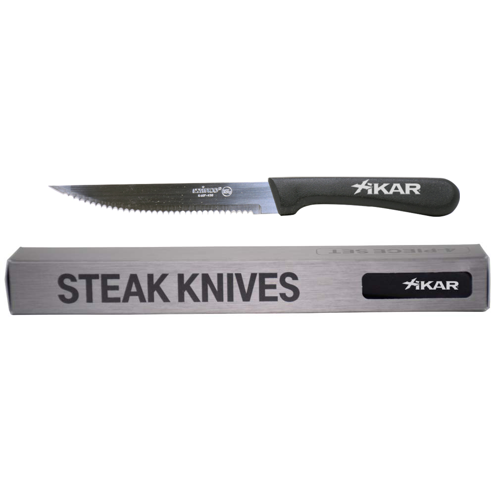 Black Handle Knife Set with Logo