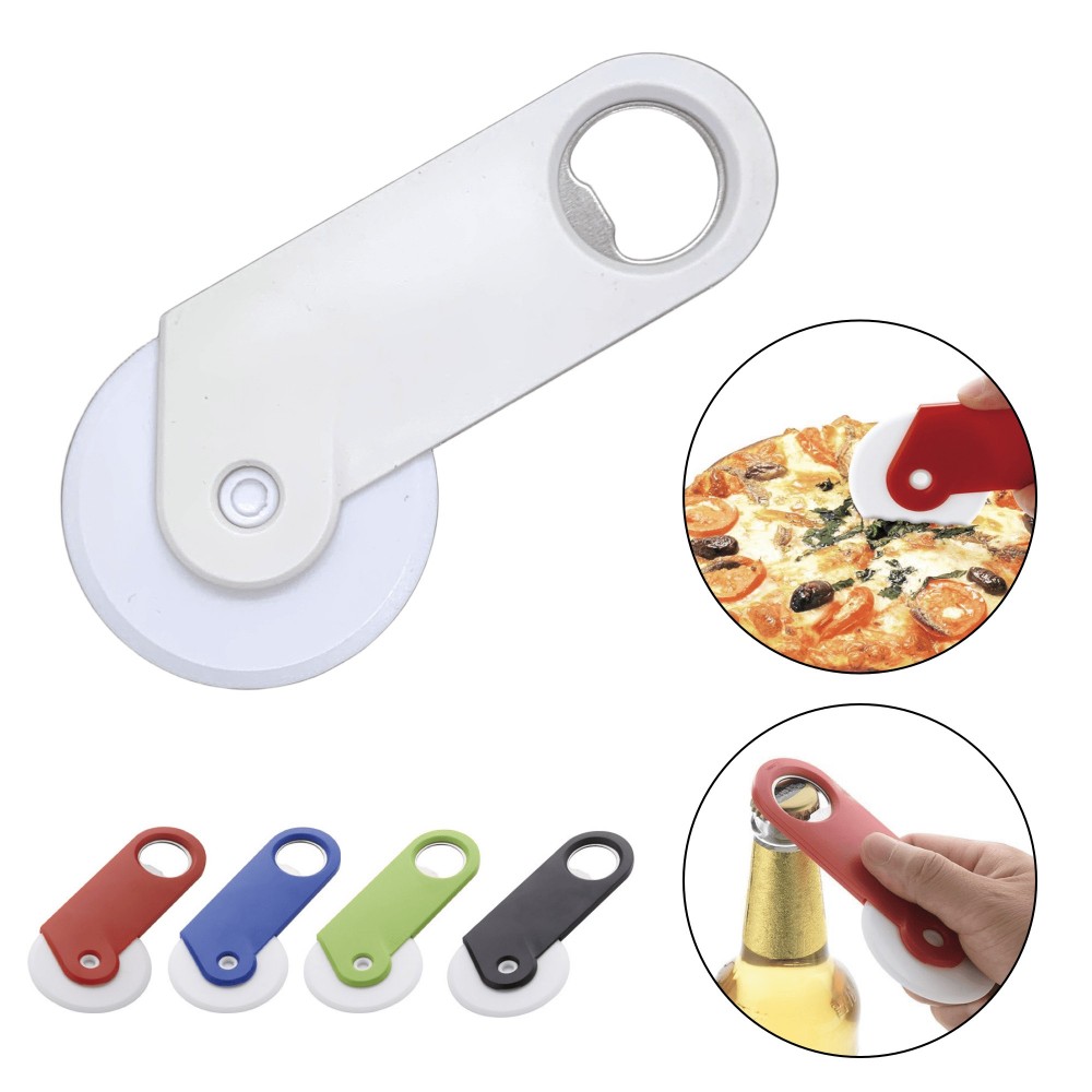 Circular Pizza Cutter Built-in Bottle Opener with Logo