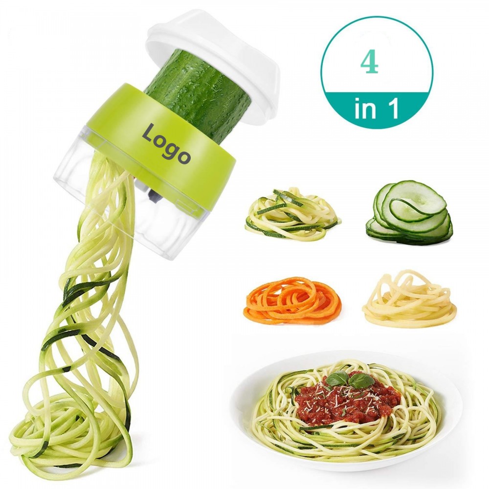 Handheld Spiralizer Vegetable Slicer 4 in 1 Veggie Spiral Cutter Veggie  Noodles Maker with Logo 