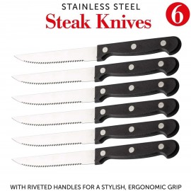 6-Piece Stainless Steel Steak Knife Set with Logo
