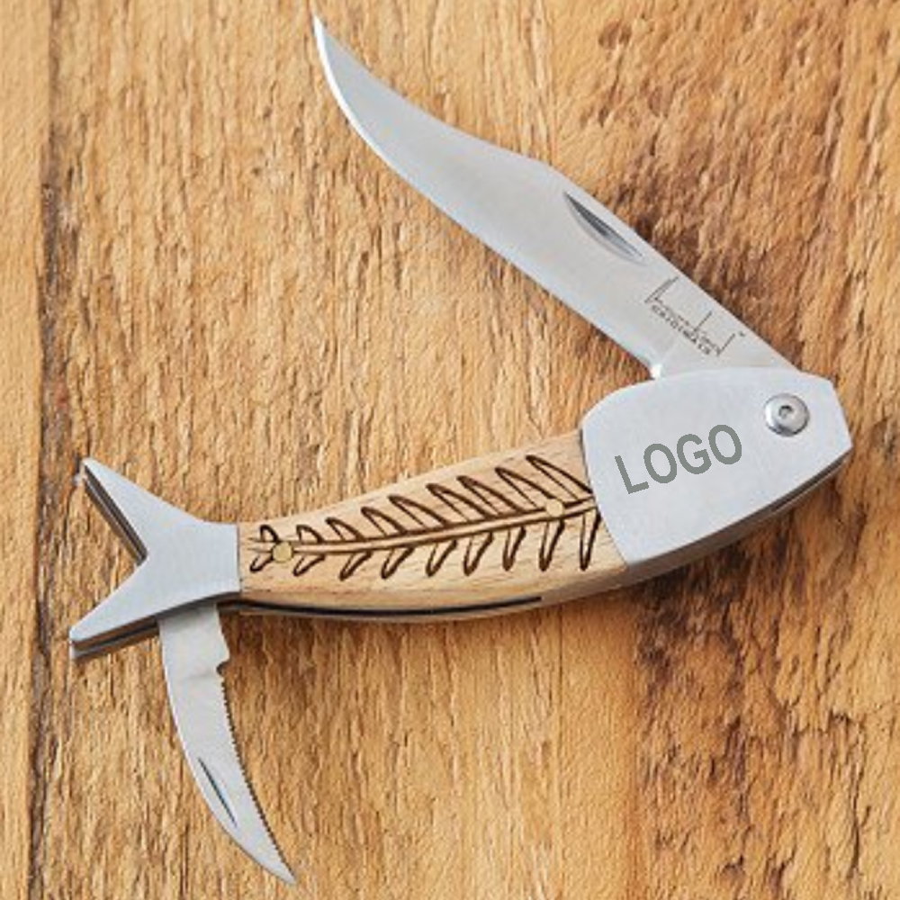 Stainless Steel Fish Pocket Knife with Logo