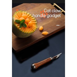 Silver 304 Stainless Steel Fruit Carving Knife Carving Cutter With Cat Claw Shaped Wood Handle with Logo