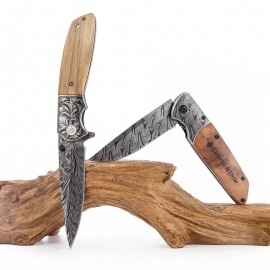 Olive Wood Folding Pocket Knife With Stainless Steel Blade Antique Style Full Color Optional with Logo