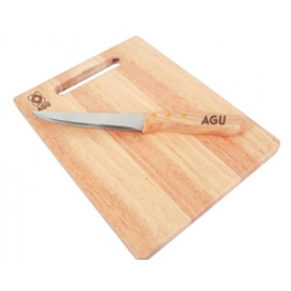 Rubberwood Cutting Board & Utility Knife with Logo
