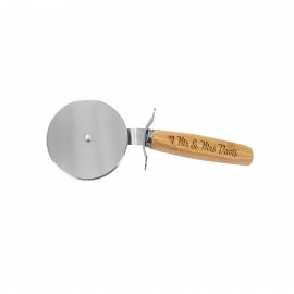 9 1/4" Bamboo Pizza Cutter with Logo
