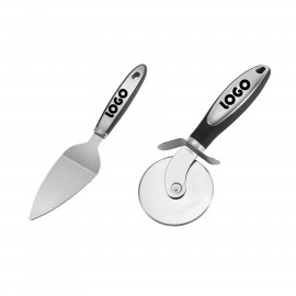 Stainless Steel Pizza Wheel Knife Set with Logo
