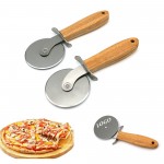 Custom Pizza Cutter With Wooden Handle MOQ 30PCS
