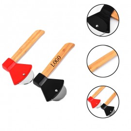 Axe Shaped Pizza Cutter with Bamboo Handle with Logo