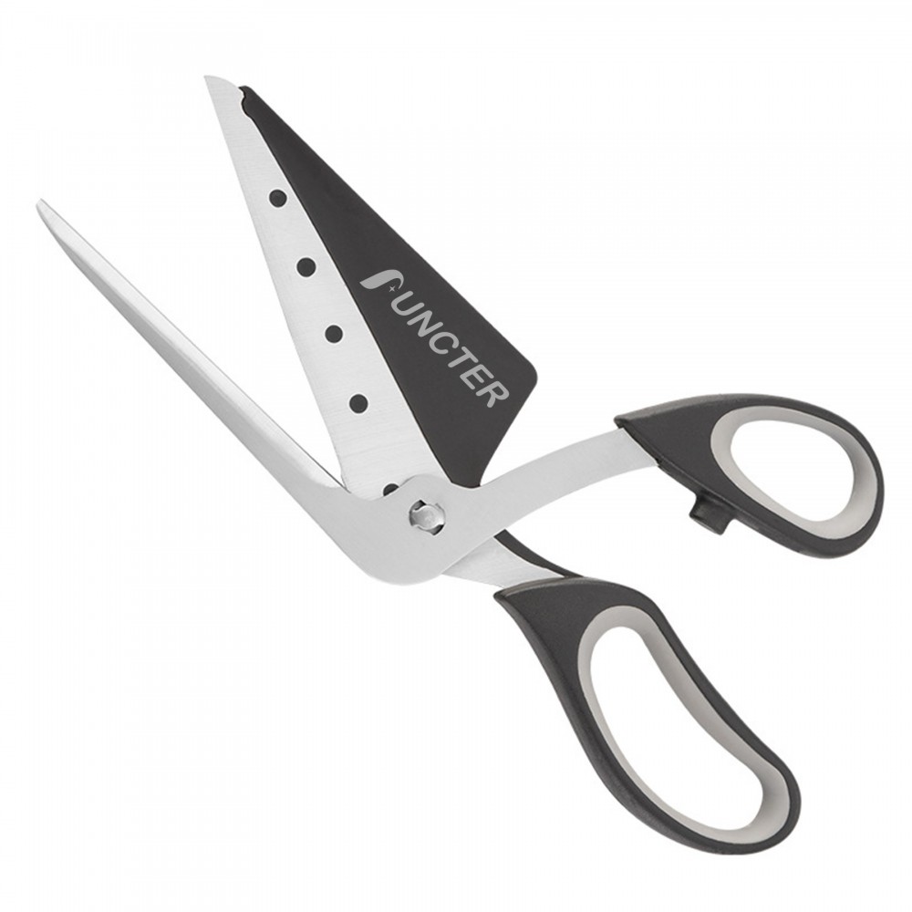 Pizza Scissors Cutter One-Handed Operation Stainless Steel Pizza Spatula Slicer with Logo