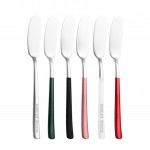 304 Stainless Steel Butter Spreader Iridescent Color Jam Spreader Silver Handle with Logo