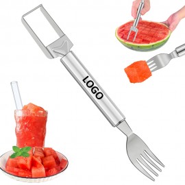 2-in-1 Watermelon Slicer Fork Stainless Steel Fruit Cutter with Logo