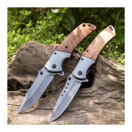 Burlwood Folding Pocket Knife With Stainless Steel Blade Full Color Optional with Logo