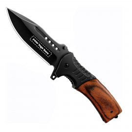 Custom Tactical Folding Knife With Wooden Handle