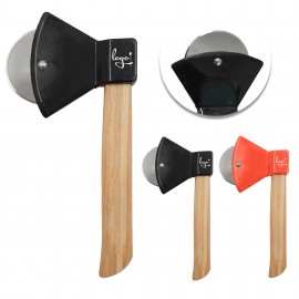 Wooden Handle Axe Shaped Pizza Cutter with Logo