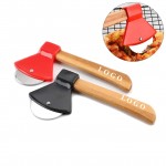 Logo Branded Metal Pizza Wheel with Wooden Handle for Pizza Bread Cakes
