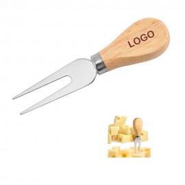 Wooden Handle Cheese Fork with Logo