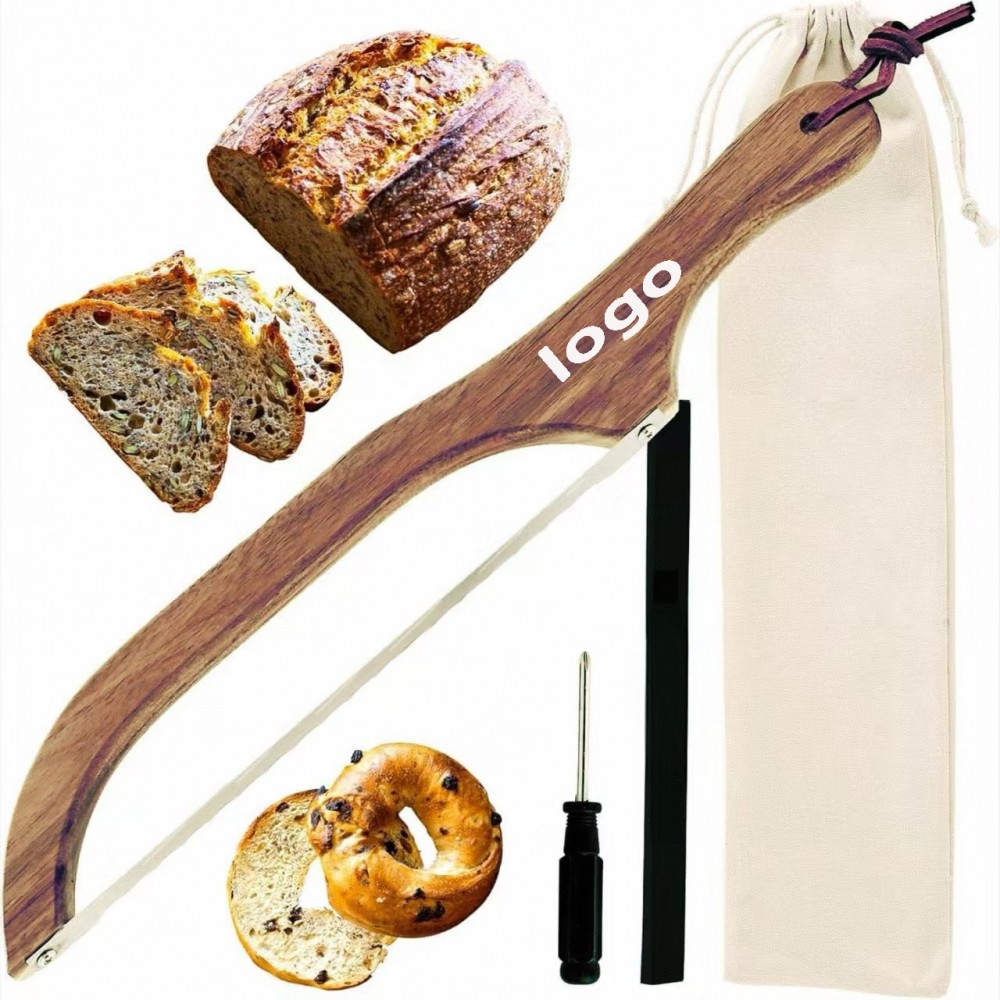 Custom 16" Custom Ergonomic Wooden Bread Slicer w/Protective Cover