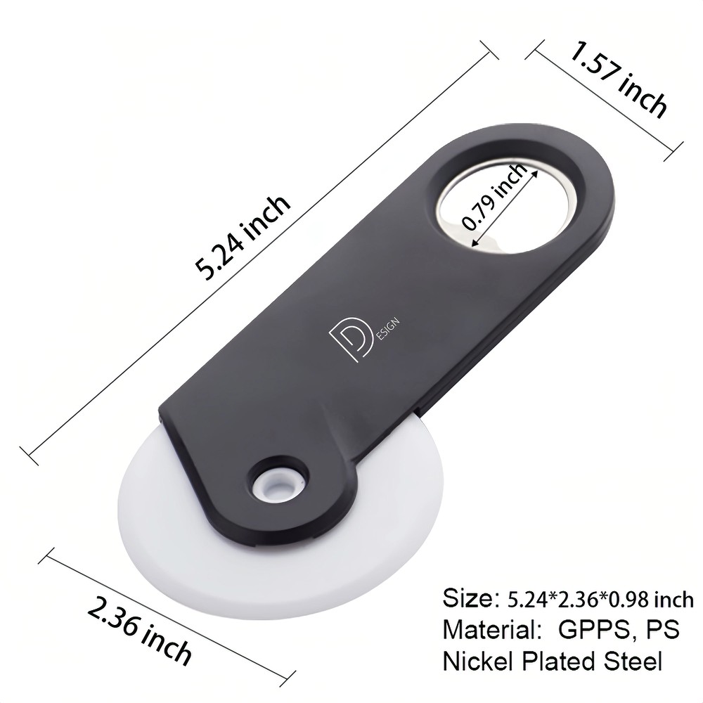 Personalized 2In1 Multi Functional Handheld Pp Pizza Cutter W/ Bottle Opener